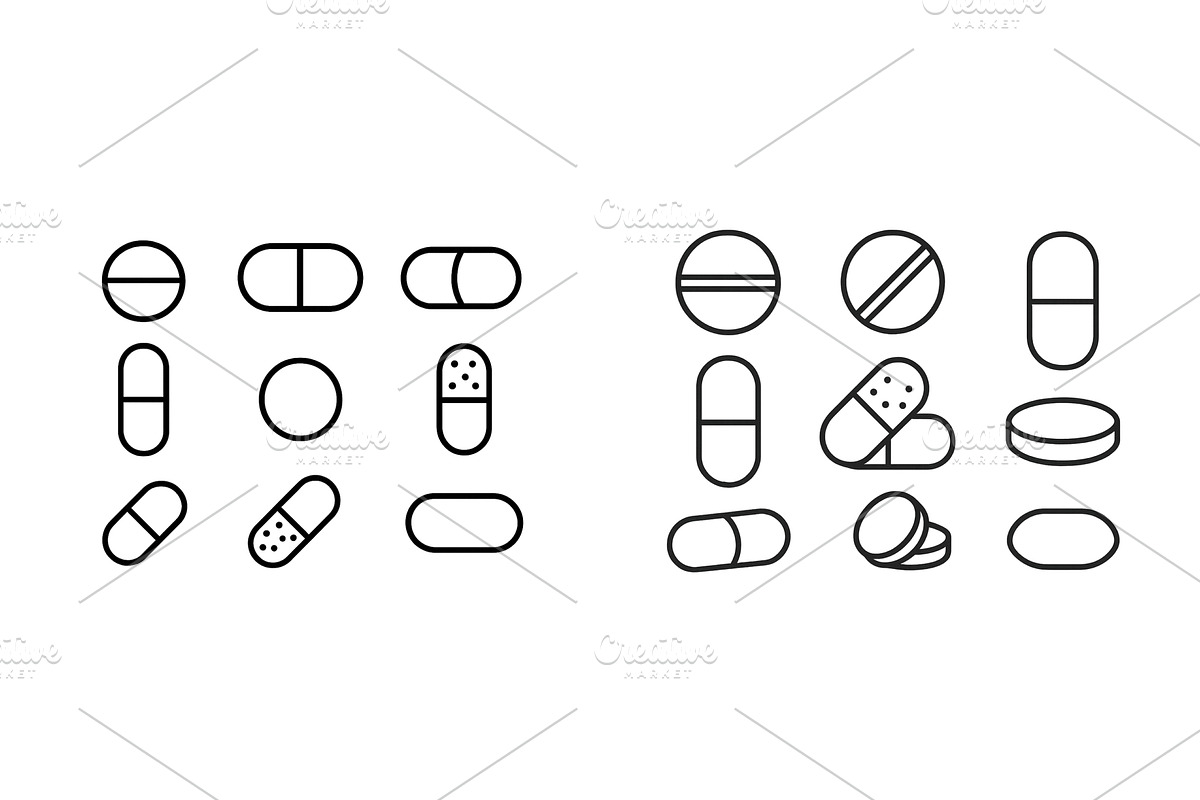 Pill and capsule illustrations, a Healthcare Illustration by ZinetroN