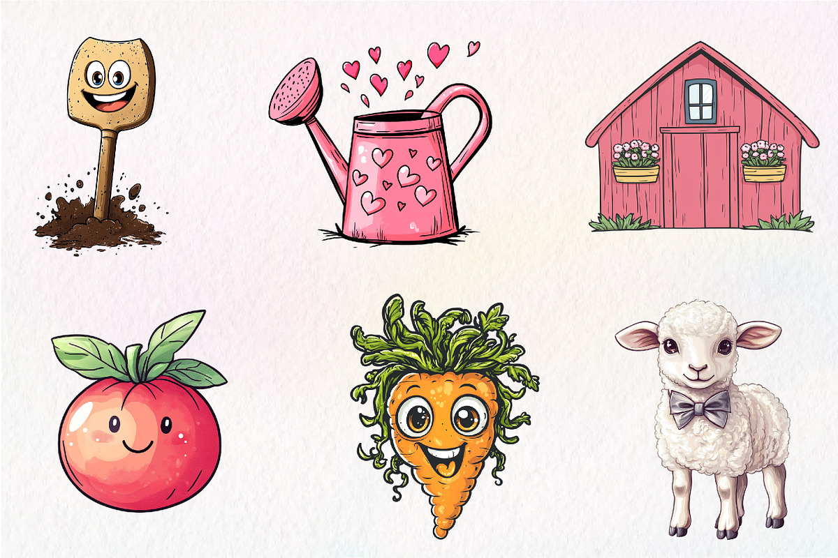 Cute Farm Garden Clipart, an Illustration by CreationArt (Photo 3 of 9)