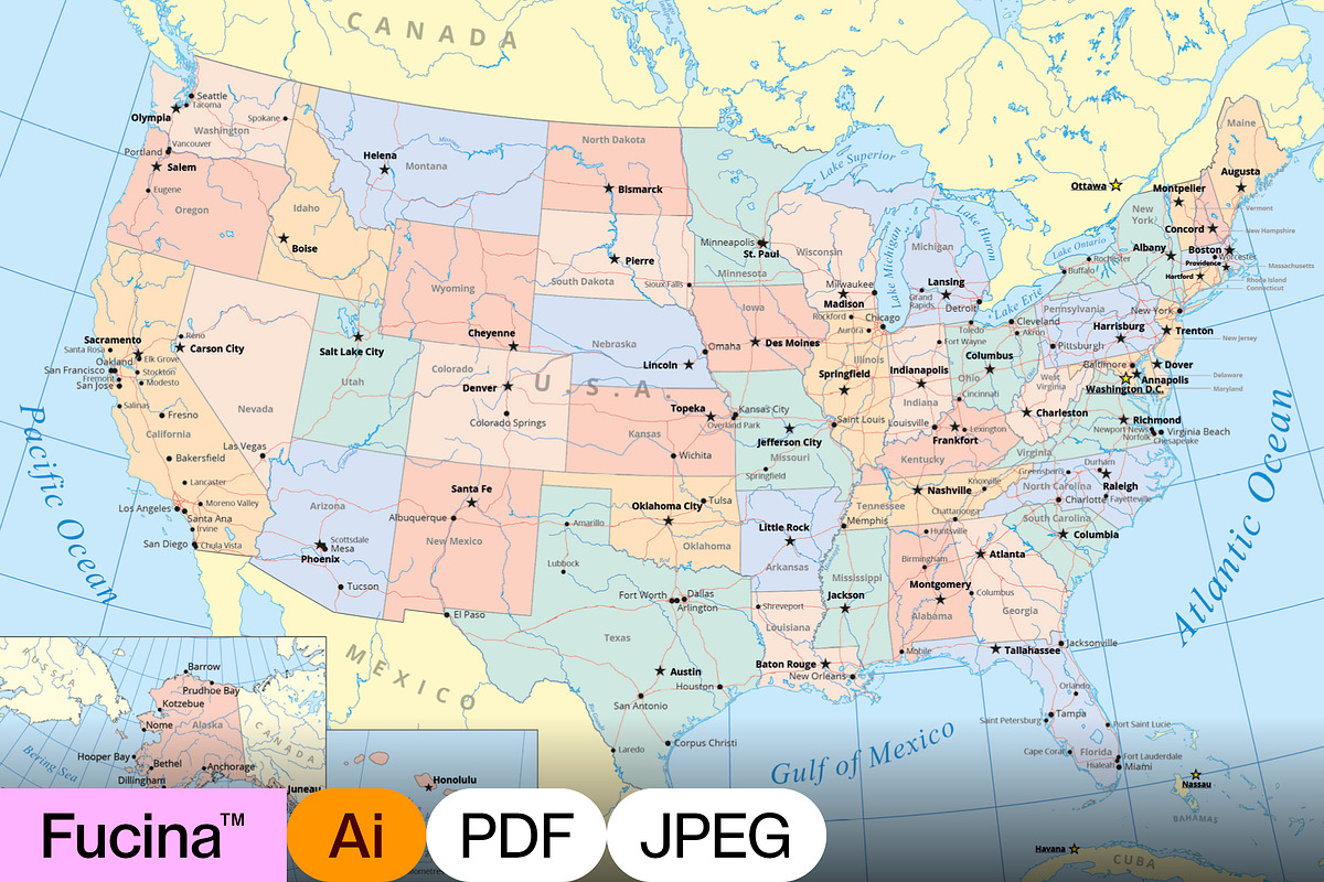 United States Vector Map, a Work Illustration by Fucina™ (Photo 1 of 7)