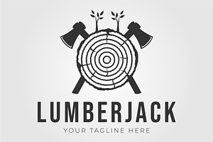 vintage lumberjack ax and wooden, a Graphic by Rizkaarishandy_shop