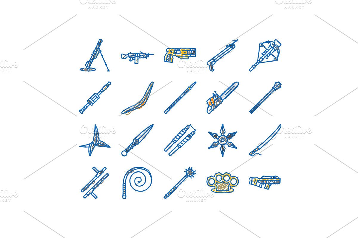 weapon gun game knife war icons hand, an Object Illustration by pikepicture