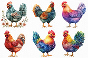 Colorful Chickens Clipart, an Illustration by Craft Nest (Thumbnail 5 of 6)