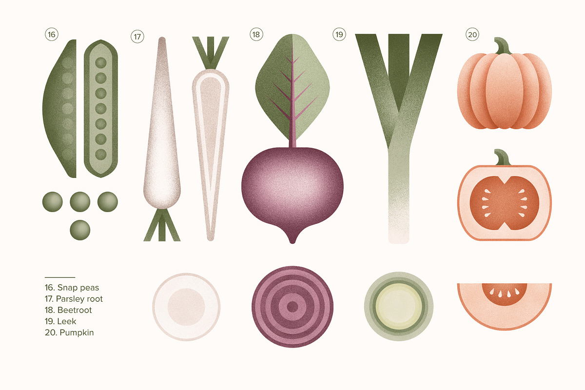 Vegan Illustration Set, a Food Illustration by Paulina Sara Design (Photo 6 of 12)