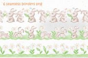 Cute bunny watercolor clipart set, an Illustration by susie-p-art (Thumbnail 10 of 16)