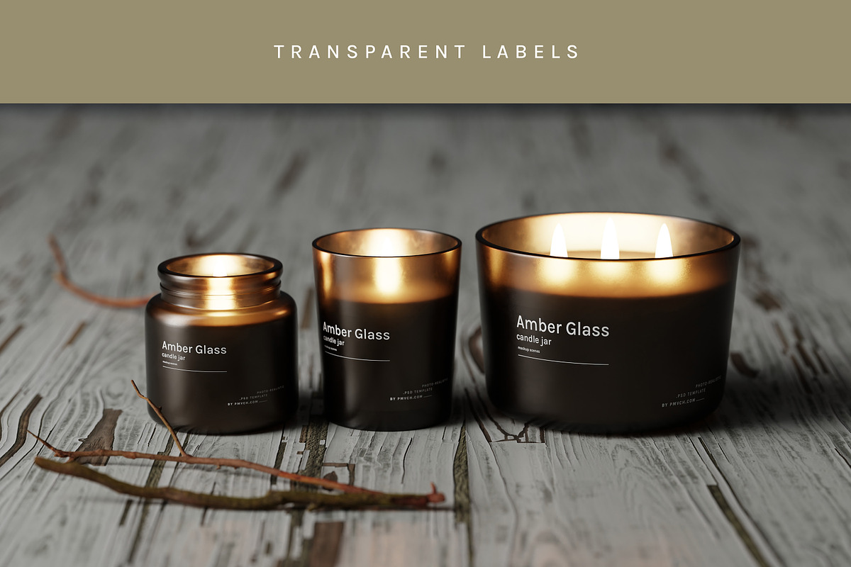 Amber Glass Candle Mockup Kit, a Merchandise Mockup by pmvch (Photo 26 of 27)