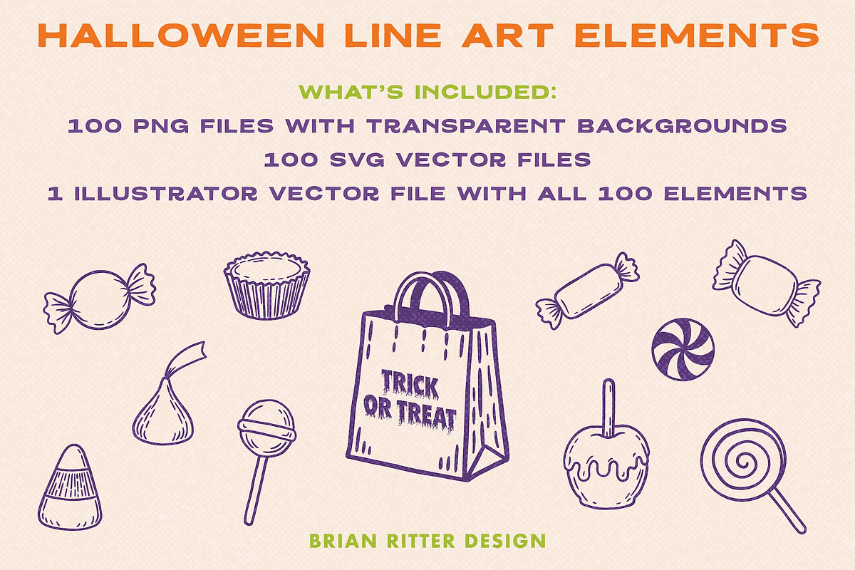Halloween Line Art Elements, an Object Graphic by Brian Ritter Design (Photo 2 of 6)