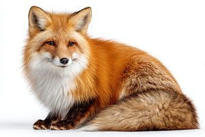 Red Fox Sitting White Background Flu, a Photo by Pixeness Studio