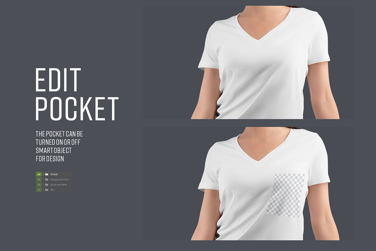 4 Mockup Woman V-Neck T-Shirt, a Shirt Mockup by Grow Design Craft Studio (Photo 6 of 9)
