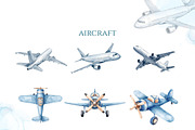 Travel Watercolor Clipart Set, a Decorative Illustration by Arslan (Thumbnail 2 of 17)