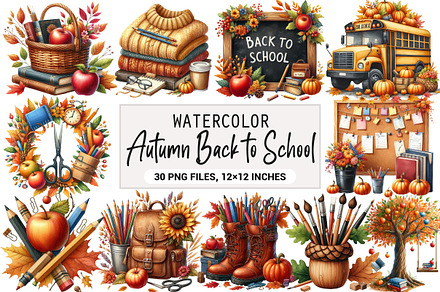 Autumn Back to School Clipart, an Illustration by DreamArtGraphic