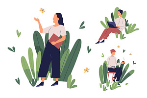 Happy employee concept set, a Work Illustration by Good Studio