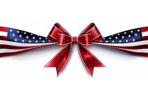 Patriotic American Flag Ribbon Bow -, an Illustration by tilialucida