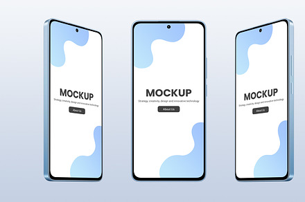 Blue phone mockup in three positions, an Android Mockup by RSplaneta