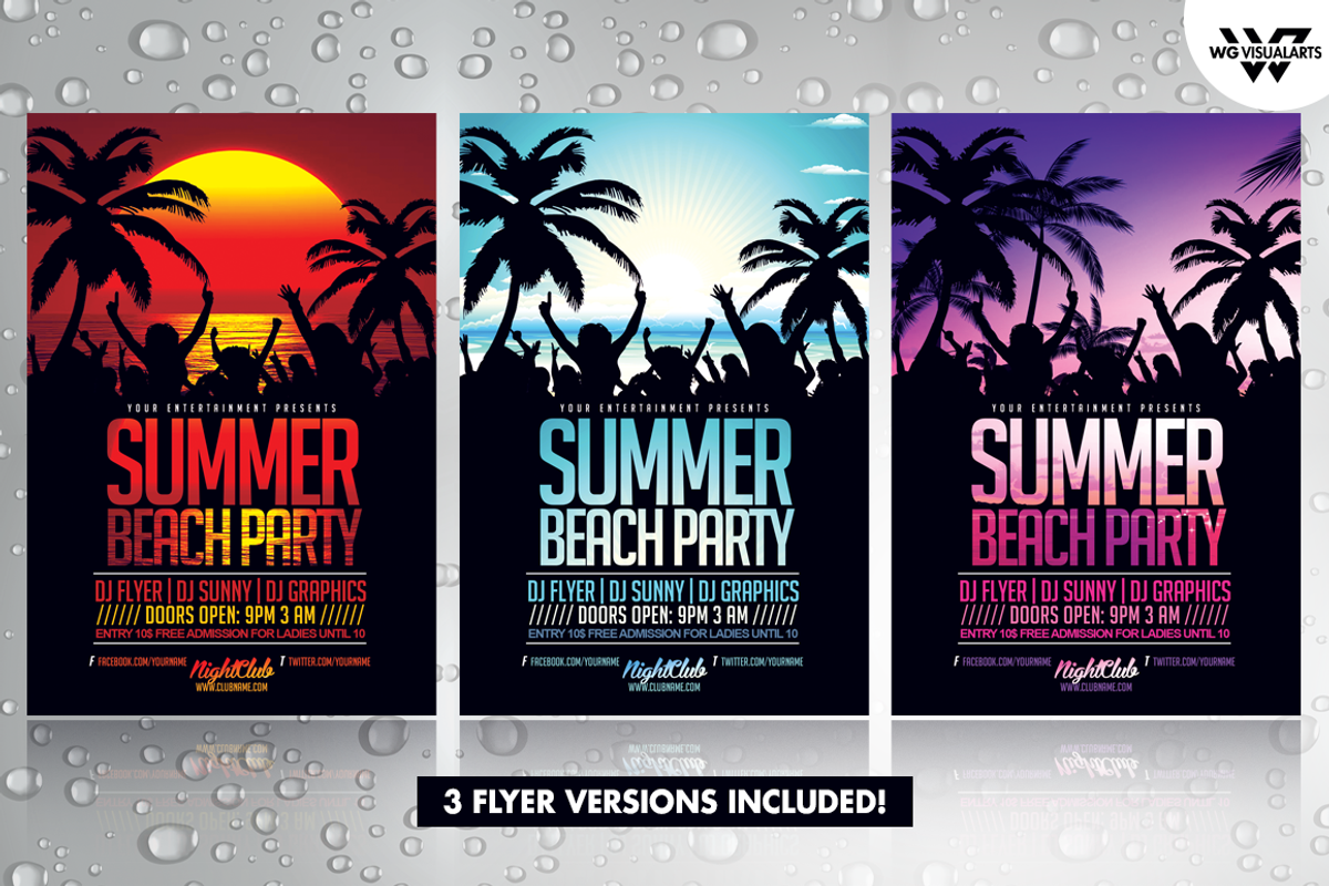 3in1 SUMMER BEACH Flyer Template, a Flyer Template by WG DESIGN (Photo 2 of 5)