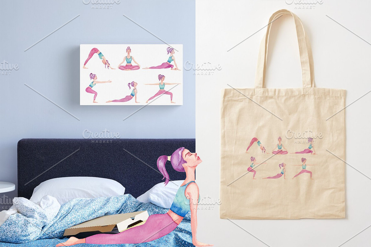 Watercolor Yoga Set, a Healthcare Illustration by Tabiti (Photo 7 of 30)