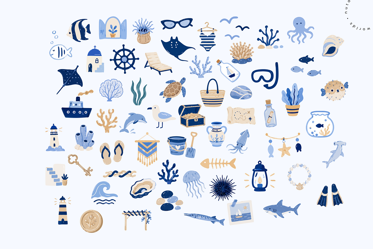 Coastal Charm | Vector Icons Set, a Decorative Illustration by Nutalin Art (Photo 5 of 16)