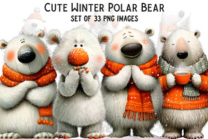 Cute Winter Polar Bear Watercolor, an Illustration by Craft Nest