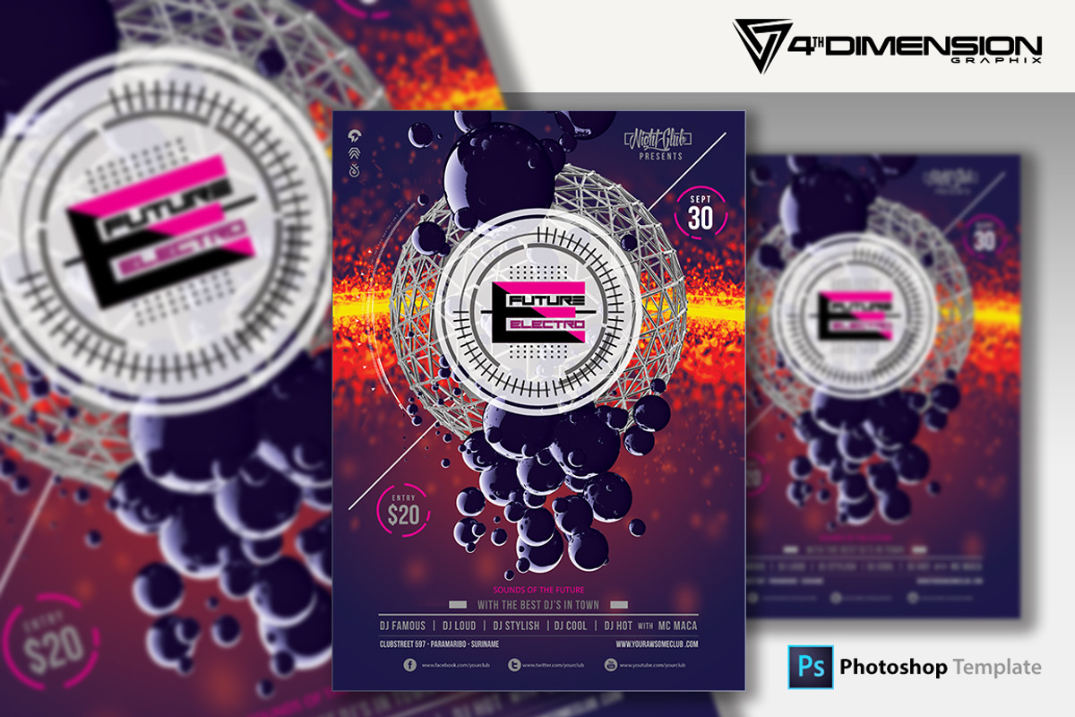 Future Electro A4 Flyer Template, a Flyer Template by Ravi Rajcoomar (Photo 1 of 3)