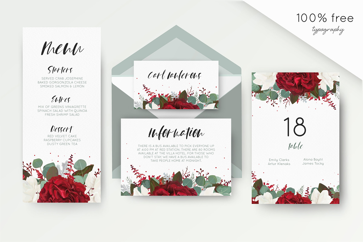 Wedding collection - Red & white, an Invitation Template by Alewiena (Photo 4 of 9)