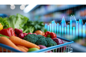 Shopping cart filled with fresh