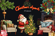 Christmas Clipart Bundle Set, an Illustration by IrynaPanashii (Thumbnail 1 of 11)