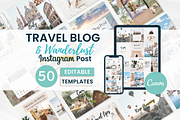 50 TRAVEL Instagram Templates 2026, a Social Media Template by SocialMediaTemplate (Thumbnail 1 of 8)
