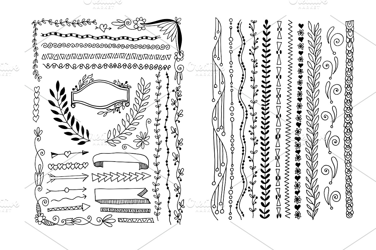 800+ DOODLE ELEMENTS SET, a Templates & Theme by karakotsya (Photo 17 of 24)