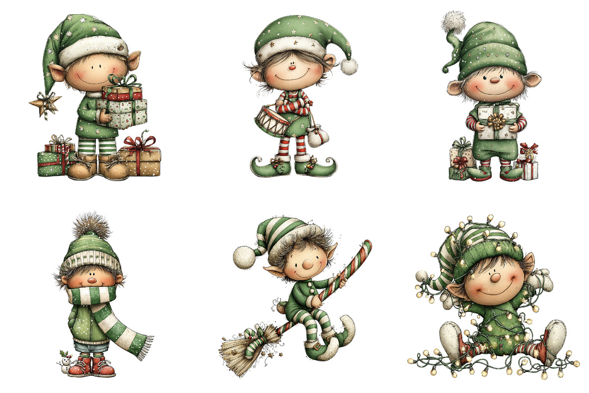 Quirky Christmas Elf Clipart, a Graphic by CitraGraphics (Photo 4 of 4)