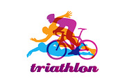 Triathlon logo. Vector triathletes, an Illustration by Kluva's Wavy Silhouettes (Thumbnail 2 of 2)