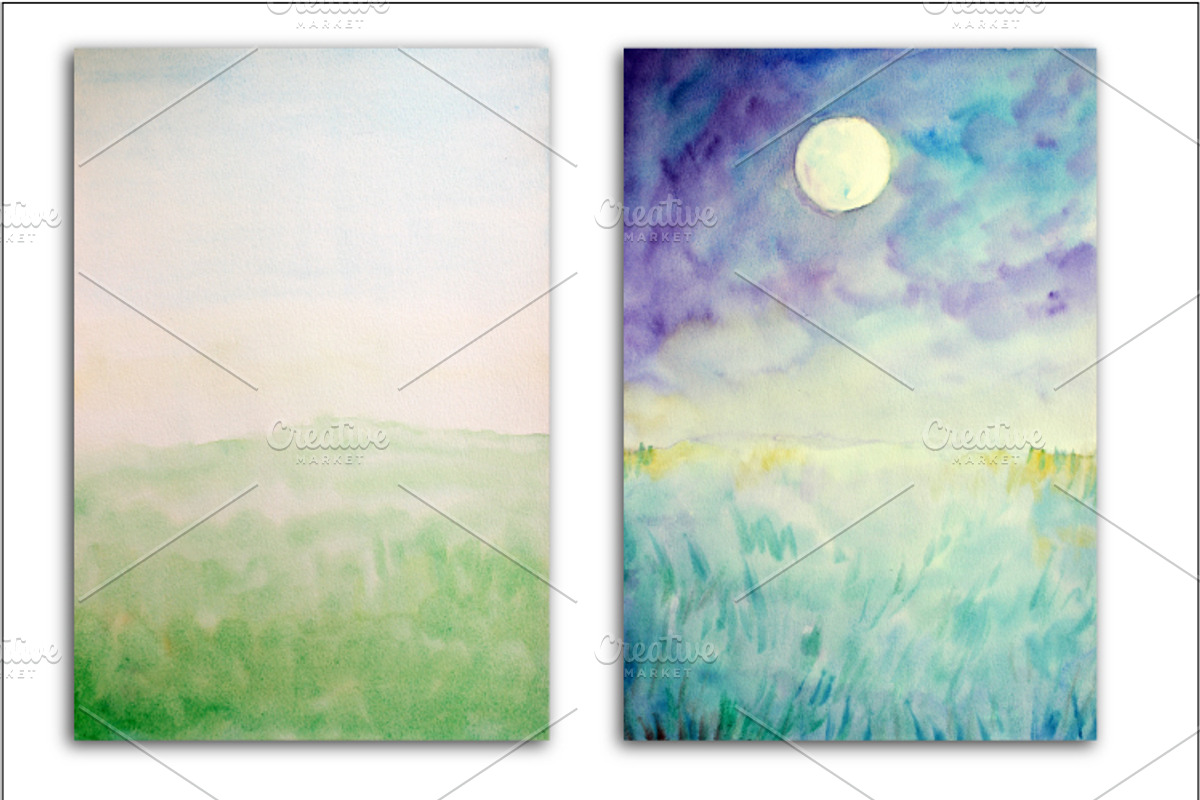 Watercolor Nature Background Set1 preview 3