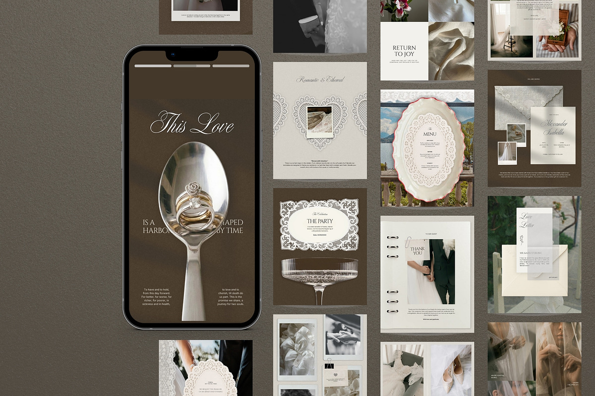 Modern Romance Wedding Canva Pack, a Social Media Template by Pani Temp. (Photo 1 of 13)