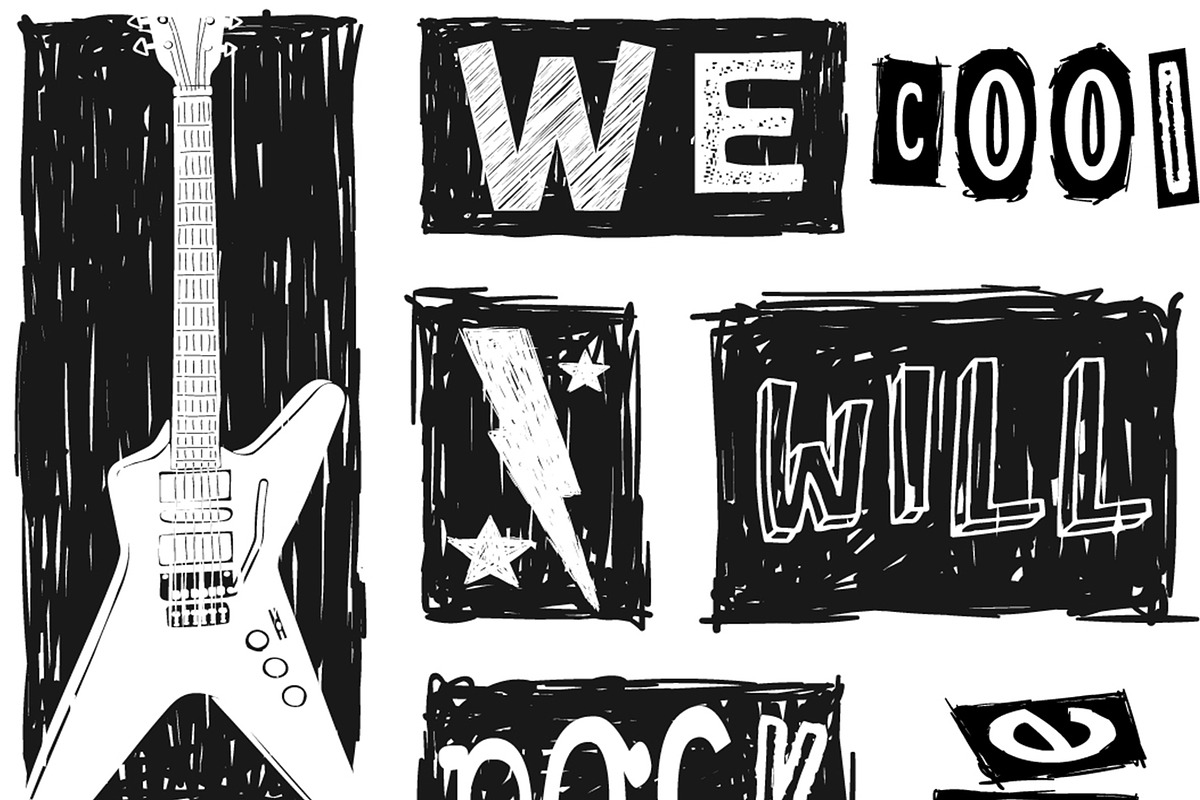 VECTOR SET OF 12X ROCK&ROLL GRAPHICS, an Illustration by ulasokuyucu