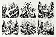Hiking Scenes Adventure Graphics, a Sport Illustration by DENIDigitalArtSudio (Thumbnail 2 of 7)
