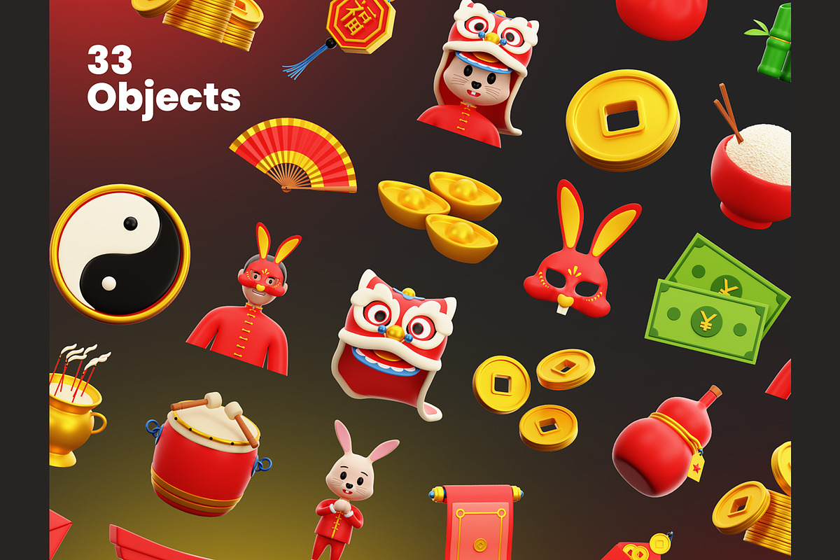 Chinese New Year 3D Icons, an Object 3D Model by Rakata Studio (Photo 5 of 7)
