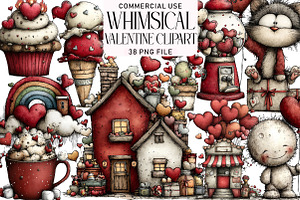 Whimsical Valentine Clipart Bundle, an Illustration by Daily.Designs