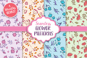 Seamless Vector Flower Patterns