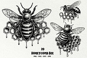 Honeycomb Bee SVG Graphics, a Decorative Illustration by DENIDigitalArtSudio (Thumbnail 1 of 6)