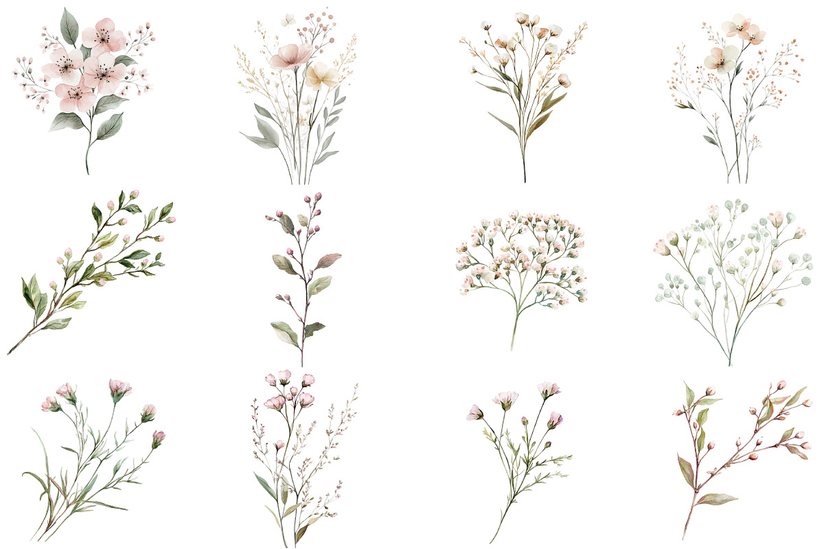 Pastel Watercolor Flower Clipart, an Illustration by DreamCafeArt (Photo 5 of 8)