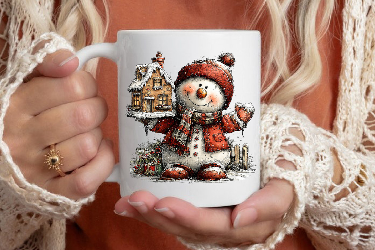 Christmas Whimsical Snowman Clipart, a Seasonal Illustration by Black Bird Studio (Photo 6 of 7)