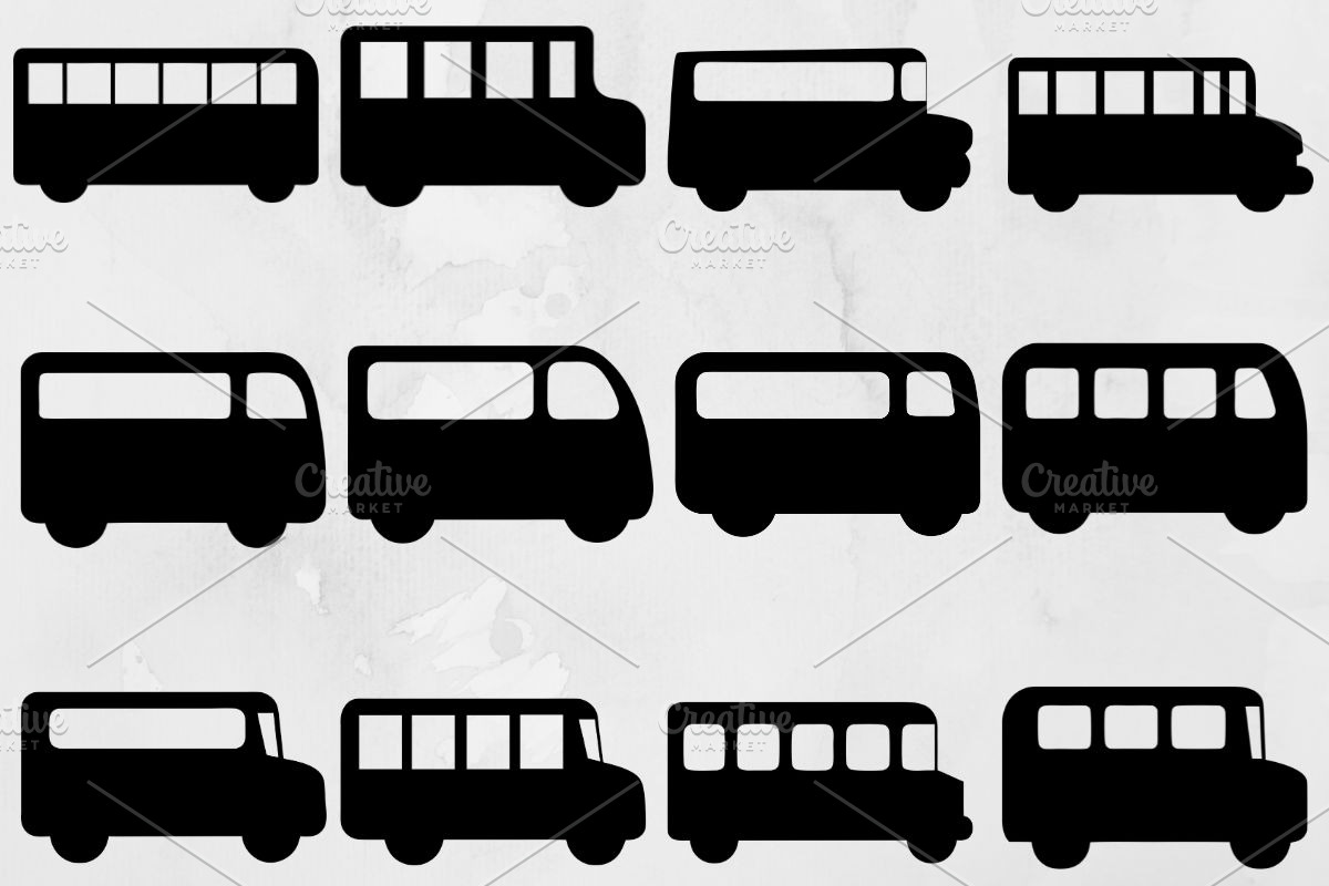 School Buses Silhouette SVG, a Technology Illustration by newminddesign (Photo 1 of 3)