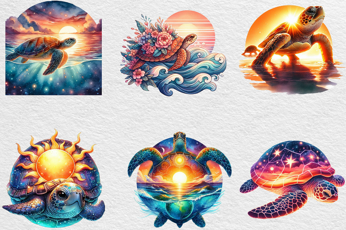 Sunset Sea Turtle Sublimation, an Illustration by Black Bird Studio (Photo 6 of 6)