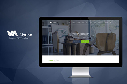 Nation-One Page PSD Template, a Landing Page Template by flr.24