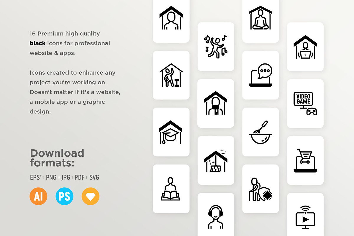 Staying At Home | 32 Icons Set, a Solid Icon by Marina Silence (Photo 11 of 18)