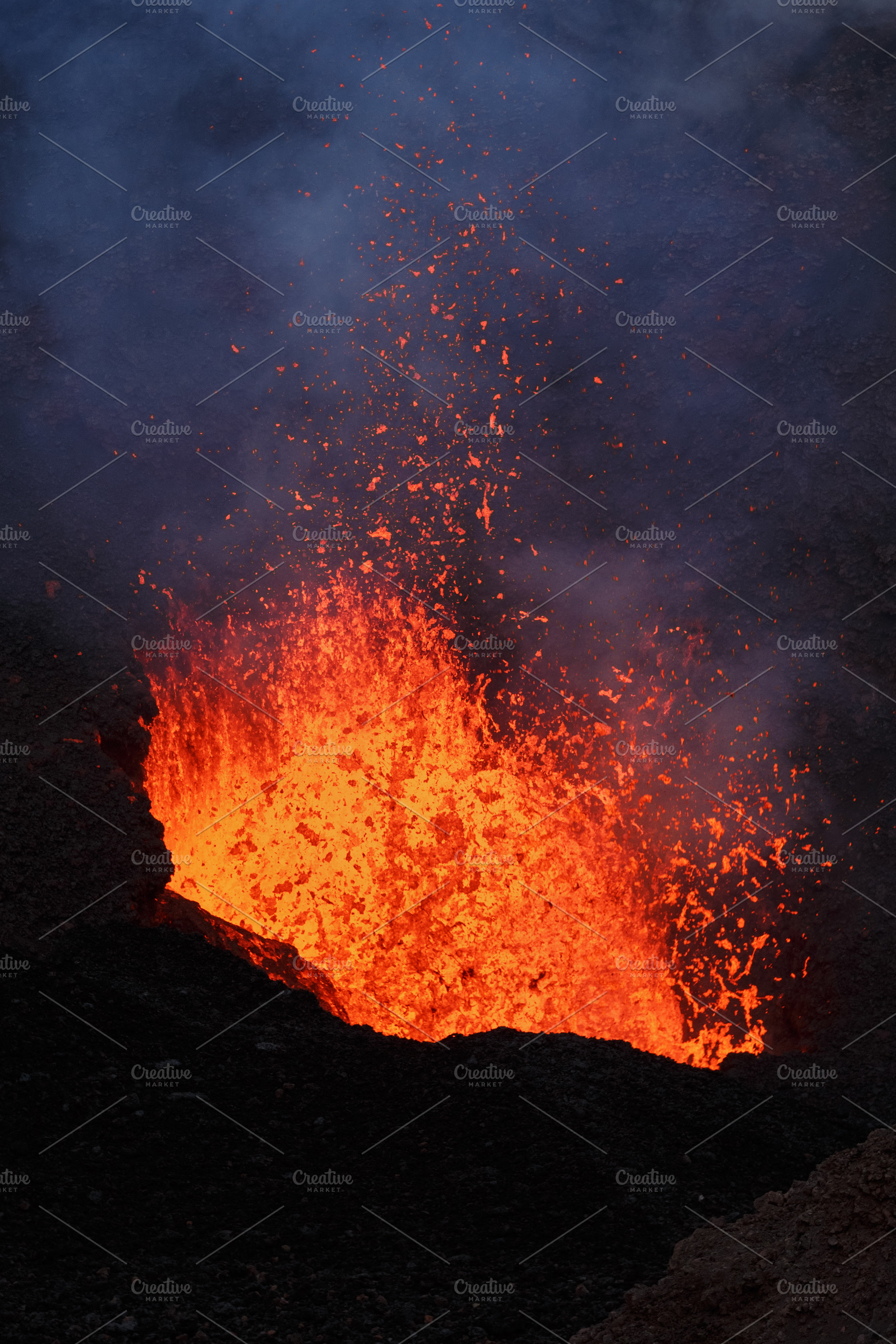 Eruption volcano: red lava crater, a Nature Photo by Alexander-Piragis