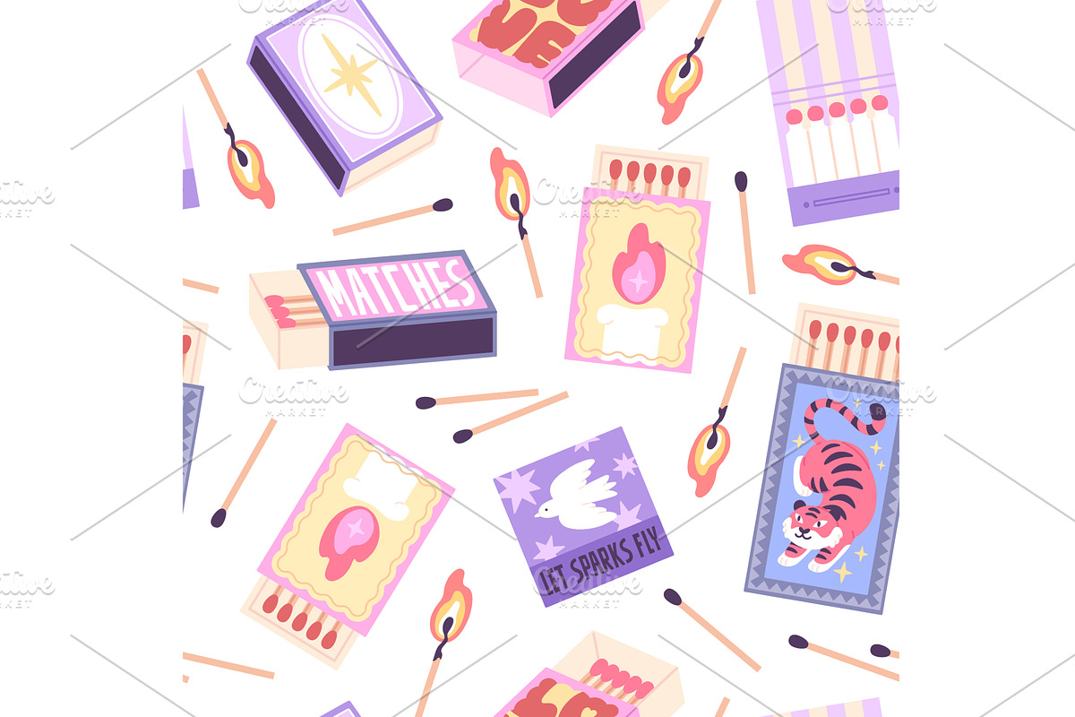Matchbox seamless pattern. Stylish, a Texture Illustration by LadadikArt