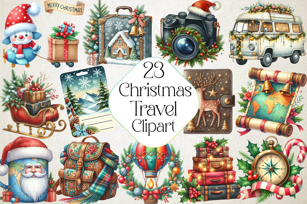 Christmas Travel Clipart, an Illustration by DreamPrint404 (Photo 1 of 5)