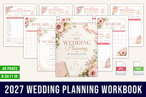 2027 Wedding Planning Workbook, a Stationery Template by Designmela01