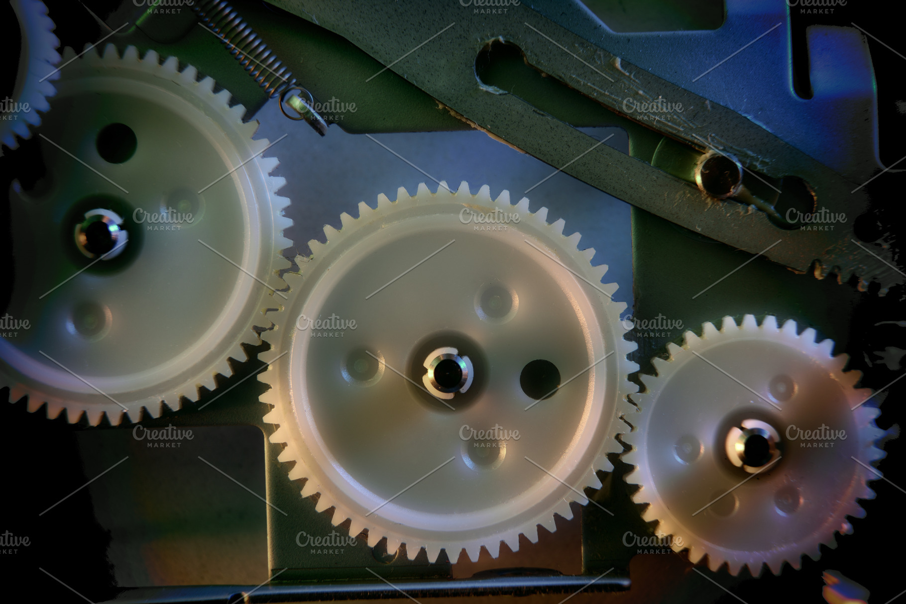White Gear Wheels in Mechanical Assembly, a Technology Photo by Davizro's Market