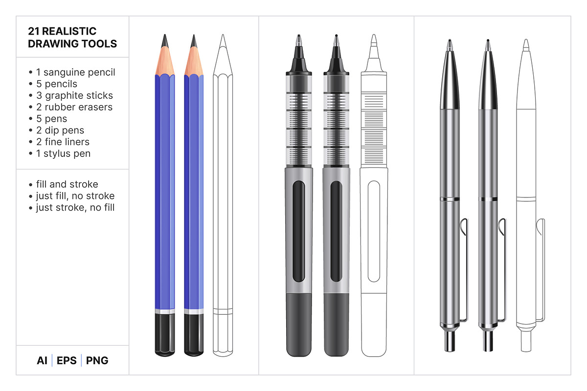 Vector Pens & Pencils, an Object Graphic by Side Project (Photo 2 of 8)