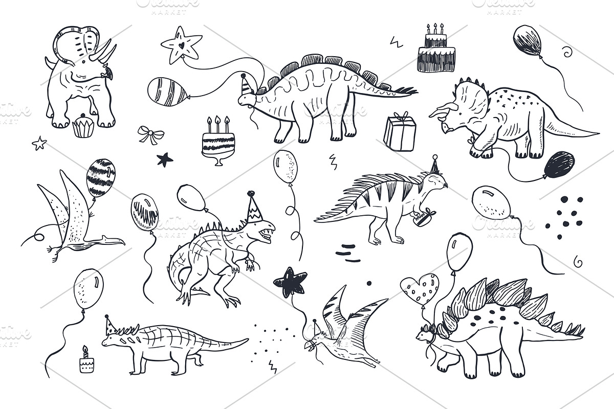 Dinosaur Birthday Party, a Pattern Graphic by GooseFrol (Photo 5 of 12)